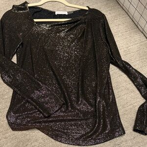 Ramy Brook Glittering Black Long Sleeve Top